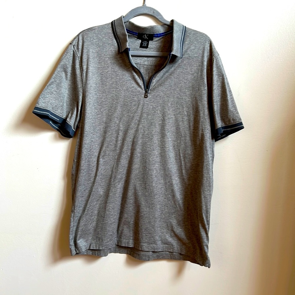 Calvin Klein zip up polo grey Mens large
